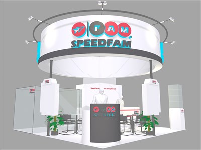 36平米展臺設(shè)計(jì)制作：四面開口/現(xiàn)代/木質(zhì)結(jié)構(gòu)/白色，為綜合展展商而作（免費(fèi)使用）