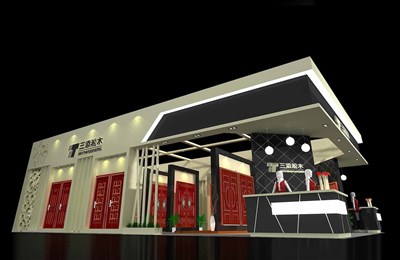 50平米展臺(tái)設(shè)計(jì)制作：三面開(kāi)口/前衛(wèi)/型材結(jié)構(gòu)/米色，為家具展展商而作（免費(fèi)使用）