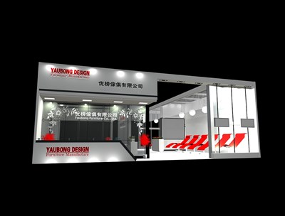 49平米展臺設(shè)計制作：二面開口/現(xiàn)代/型材結(jié)構(gòu)/灰色，為家具展展商而作（免費使用）