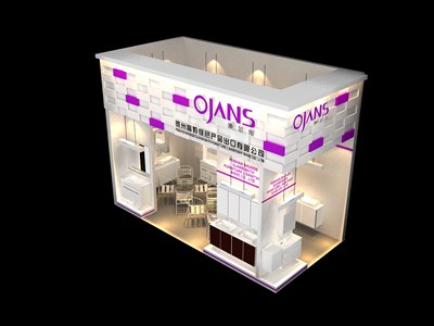 15平米展臺設計制作：二面開口/現代/型材結構/紫色，為家電展展商而作（免費使用）