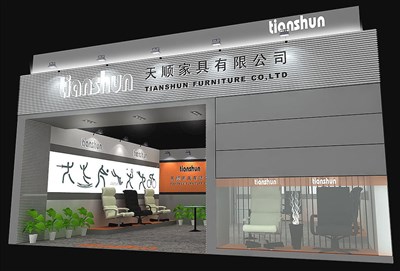 42平米展臺(tái)設(shè)計(jì)制作：一面開口/現(xiàn)代/型材結(jié)構(gòu)/灰色，為家具展展商而作（免費(fèi)使用）