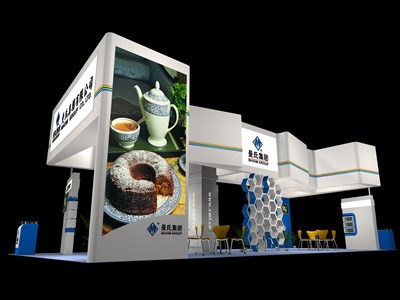 93平米展臺設(shè)計制作：四面開口/現(xiàn)代/木質(zhì)結(jié)構(gòu)/白色，為綜合展展商而作（免費使用）
