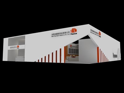 144平米展臺設(shè)計制作：二面開口/現(xiàn)代/型材結(jié)構(gòu)/咖啡色，為家具展展商而作（免費(fèi)使用）