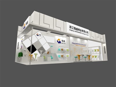 44平米展臺(tái)設(shè)計(jì)制作：二面開口/現(xiàn)代/型材結(jié)構(gòu)/灰色，為家具展展商而作（免費(fèi)使用）