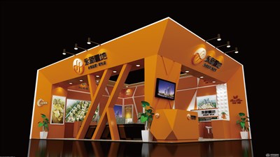 72平米展臺(tái)設(shè)計(jì)制作：二面開(kāi)口/現(xiàn)代/木質(zhì)結(jié)構(gòu)/咖啡色，為房產(chǎn)展展商而作（免費(fèi)使用）
