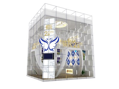 56平米展臺(tái)設(shè)計(jì)制作：一面開(kāi)口/前衛(wèi)/型材結(jié)構(gòu)/白色，為房產(chǎn)展展商而作（免費(fèi)使用）