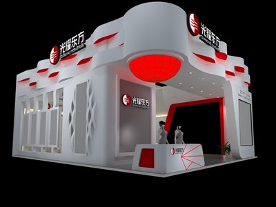 48平米展臺設計制作：三面開口/現代/木質結構/白色，為房產展展商而作（免費使用）