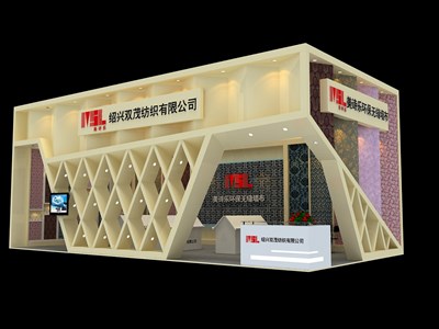 72平米展臺(tái)設(shè)計(jì)制作：二面開(kāi)口/現(xiàn)代/型材結(jié)構(gòu)/米色，為電子展展商而作（免費(fèi)使用）