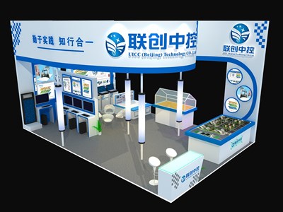 54平米展臺設(shè)計制作：三面開口/現(xiàn)代/型材結(jié)構(gòu)/白色，為電子展展商而作（免費使用）