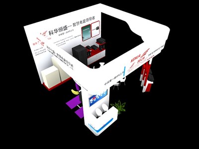 36平米展臺設(shè)計制作：三面開口/現(xiàn)代/型材結(jié)構(gòu)/白色，為電子展展商而作（免費使用）