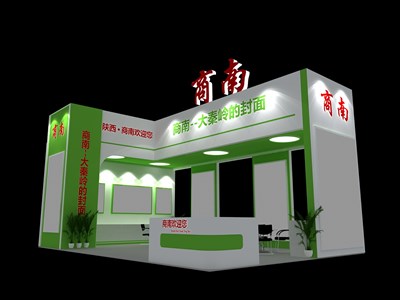 35平米展臺(tái)設(shè)計(jì)制作：二面開(kāi)口/現(xiàn)代/木質(zhì)結(jié)構(gòu)/綠色，為旅游展展商而作（免費(fèi)使用）