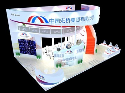 96平米展臺(tái)設(shè)計(jì)制作：三面開口/現(xiàn)代/木質(zhì)結(jié)構(gòu)/白色，為建材展展商而作（免費(fèi)使用）