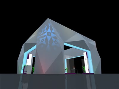 81平米展臺設計制作：四面開口/前衛(wèi)/型材結構/灰色，為建材展展商而作（免費使用）