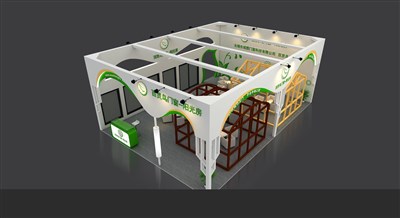 94.3平米展臺設(shè)計(jì)制作：三面開口/現(xiàn)代/木質(zhì)結(jié)構(gòu)/米色，為建材展展商而作（免費(fèi)使用）