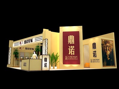 168平米展臺設計制作：二面開口/現(xiàn)代/木質(zhì)結(jié)構(gòu)/米色，為建材展展商而作（免費使用）