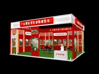 90平米展臺設計制作：二面開口/現(xiàn)代/木質結構/紅色，為綜合展展商而作（免費使用）