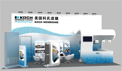 36平米展臺設計制作：三面開口/現代/木質結構/藍色，為綜合展展商而作（免費使用）