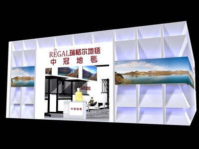 130平米展臺設計制作：二面開口/現代/木質結構/白色，為綜合展展商而作（免費使用）
