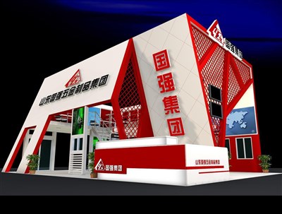 108平米展臺設(shè)計制作：三面開口/前衛(wèi)/木質(zhì)結(jié)構(gòu)/紅色，為建材展展商而作（免費使用）