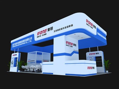 72平米展臺設(shè)計制作：四面開口/現(xiàn)代/木質(zhì)結(jié)構(gòu)/藍色，為建材展展商而作（免費使用）