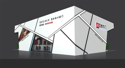 192平米展臺設(shè)計制作：三面開口/現(xiàn)代/木質(zhì)結(jié)構(gòu)/白色，為建材展展商而作（免費(fèi)使用）