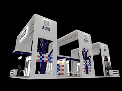 126平米展臺設(shè)計制作：四面開口/現(xiàn)代/木質(zhì)結(jié)構(gòu)/白色，為建材展展商而作（免費使用）