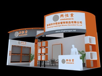 40平米展臺(tái)設(shè)計(jì)制作：二面開口/現(xiàn)代/木質(zhì)結(jié)構(gòu)/橙色，為建材展展商而作（免費(fèi)使用）
