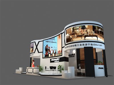 72平米展臺設(shè)計制作：三面開口/現(xiàn)代/木質(zhì)結(jié)構(gòu)/白色，為建材展展商而作（免費使用）