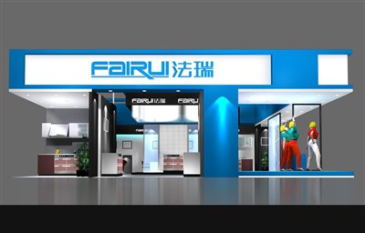 108平米展臺設(shè)計制作：三面開口/現(xiàn)代/木質(zhì)結(jié)構(gòu)/藍(lán)色，為建材展展商而作（免費使用）
