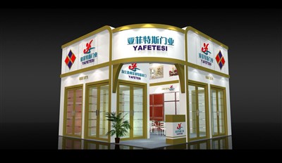 36平米展臺設(shè)計制作：二面開口/歐式/木質(zhì)結(jié)構(gòu)/白色，為建材展展商而作（免費使用）