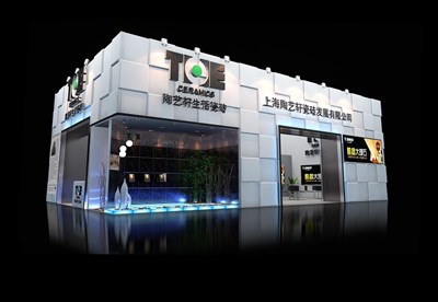 160平米展臺設計制作：二面開口/現(xiàn)代/木質結構/白色，為建材展展商而作（免費使用）