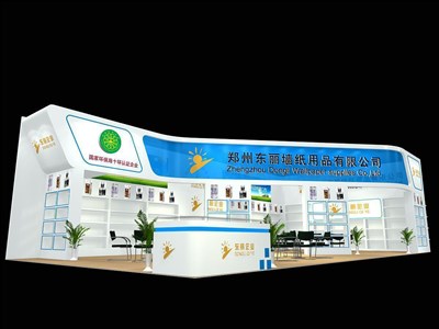 157.5平米展臺設計制作：二面開口/現(xiàn)代/木質結構/白色，為建材展展商而作（免費使用）