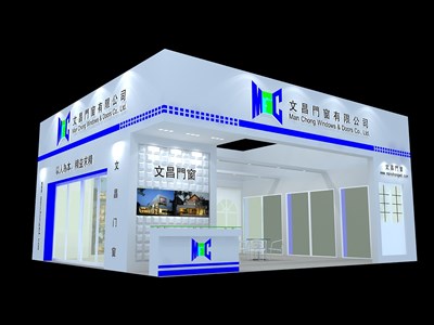 72平米展臺(tái)設(shè)計(jì)制作：二面開口/現(xiàn)代/木質(zhì)結(jié)構(gòu)/白色，為建材展展商而作（免費(fèi)使用）