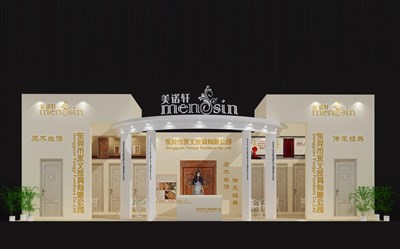 58.5平米展臺(tái)設(shè)計(jì)制作：一面開口/歐式/木質(zhì)結(jié)構(gòu)/白色，為建材展展商而作（免費(fèi)使用）