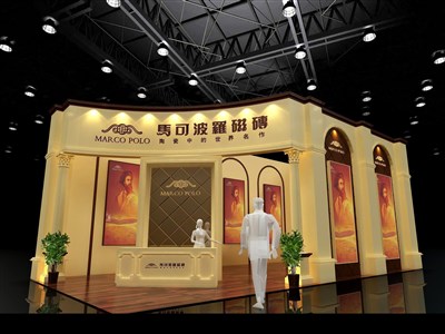 72平米展臺(tái)設(shè)計(jì)制作：二面開口/歐式/木質(zhì)結(jié)構(gòu)/米色，為建材展展商而作（免費(fèi)使用）