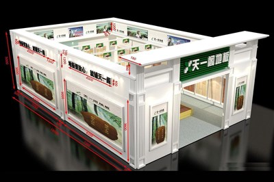 160平米展臺(tái)設(shè)計(jì)制作：一面開口/歐式/木質(zhì)結(jié)構(gòu)/白色，為建材展展商而作（免費(fèi)使用）
