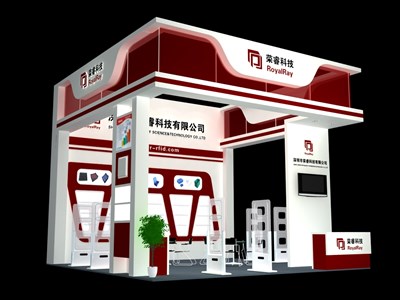 36平米展臺(tái)設(shè)計(jì)制作：三面開(kāi)口/現(xiàn)代/型材結(jié)構(gòu)/紅色，為電子展展商而作（免費(fèi)使用）