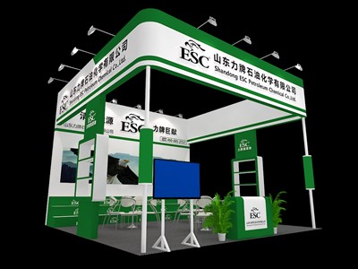 36平米展臺(tái)設(shè)計(jì)制作：三面開口/現(xiàn)代/木質(zhì)結(jié)構(gòu)/綠色，為能源展展商而作（免費(fèi)使用）