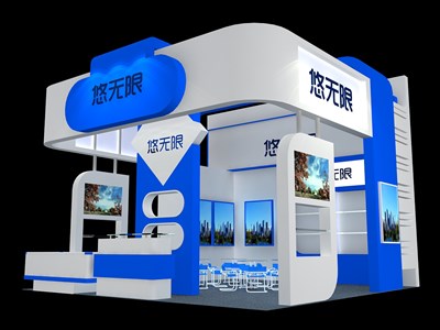 36平米展臺(tái)設(shè)計(jì)制作：三面開口/現(xiàn)代/木質(zhì)結(jié)構(gòu)/白色，為食品展展商而作（免費(fèi)使用）