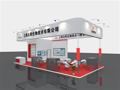 72平米展臺(tái)設(shè)計(jì)制作：四面開(kāi)口/現(xiàn)代/木質(zhì)結(jié)構(gòu)/紅色，為能源展展商而作（免費(fèi)使用）