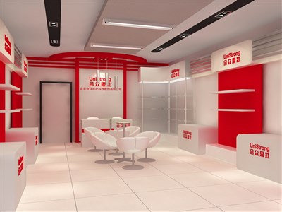 43.2平米展廳設(shè)計(jì)制作：現(xiàn)代/紅色，產(chǎn)品類展廳-合眾思壯（免費(fèi)使用）