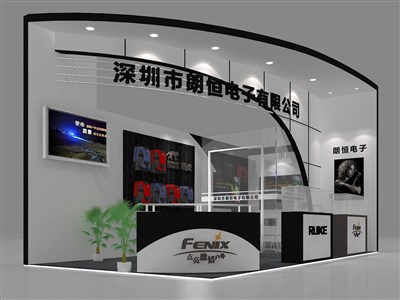 18平米展臺設(shè)計制作：二面開口/現(xiàn)代/木質(zhì)結(jié)構(gòu)/黑色，為日用品展展商而作（免費使用）